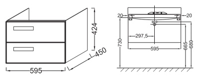 Тумба под раковину Jacob Delafon Rythmik 60 EB1301-G1C подвесная Белая глянцевая