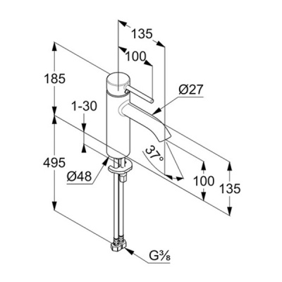 Смеситель для раковины Kludi Bozz 382820576 Хром