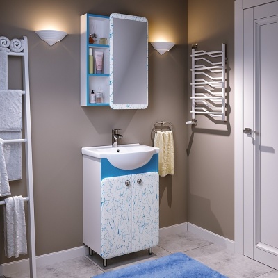 Зеркальный шкаф Runo Капри 55 УТ000003787 универсальный Синий