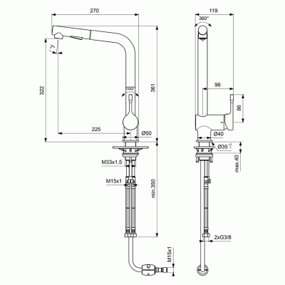 Смеситель для кухни Ideal Standard Ceralook BC178AA Хром Черный