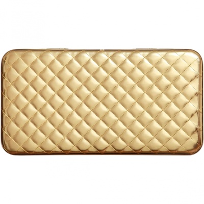 Корзина для белья Cameya Стеганая GAC-BG-9 с микролифтом глубокая Золотая матовая, кант золото