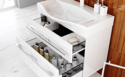 Тумба под раковину Aqwella 5 Stars Милан 100 Mil.01.10/2/W 2 ящика подвесная Белая