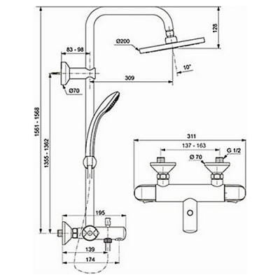 Душевая система Ideal Standard IdealRain ECO A6426AA Хром