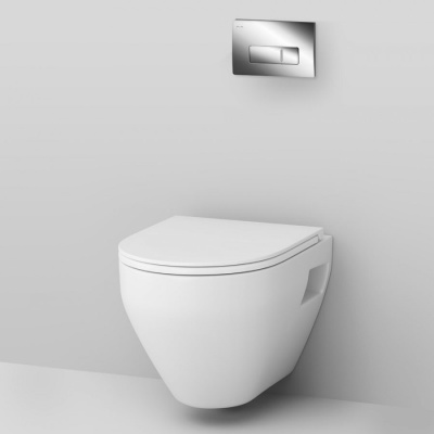 Комплект унитаза с инсталляцией AM.PM Spirit V2.0 FlashClean IS48051.701738 с сиденьем Микролифт и клавишей смыва Хром