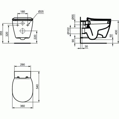 Унитаз Ideal Standard Connect E771801 подвесной без сиденья