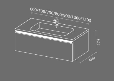 Тумба с раковиной SanVit Кубэ-1 100 в цвете Ral подвесная Белый глянец