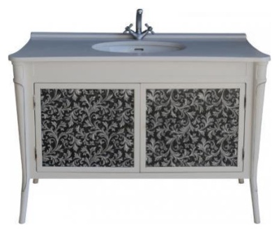 Тумба Атолл Валенсия 130 New bianco (черная патина) Bianco (черная патина)