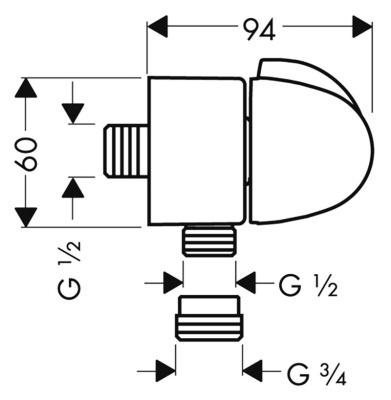 Шланговое подсоединение Hansgrohe Fixfit Stop 27452000 с запорным вентилем Хром