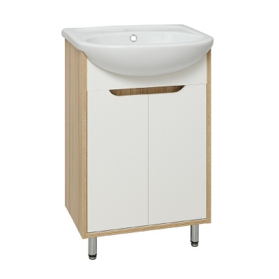 Тумба с раковиной Runo Эко 50 Белая/Лиственница