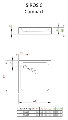 Акриловый поддон для душа Radaway Siros C Compact 80x80x17 белый