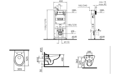 Комплект унитаза с инсталляцией Vitra Normus 9773B003-7203 с сиденьем и кнопкой смыва Хром Комплект унитаза с инсталляцией Vitra Normus 9773B003-7203 с сиденьем и кнопкой смыва Хром