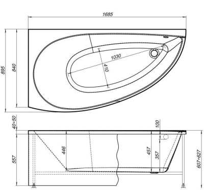Акриловая ванна Aquanet Augusta 170x90 R 203904 без гидромассажа