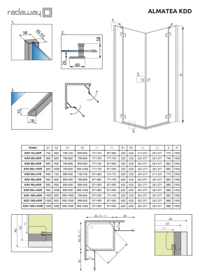 Душевой уголок Radaway Almatea KDD 90x100 L профиль Хром стекло прозрачное