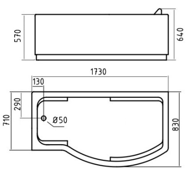 Акриловая ванна Gemy G9010 B 173х83 L с гидромассажем