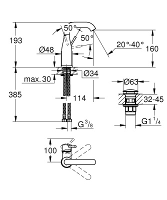 Смеситель для раковины Grohe Essence 23798001 Хром