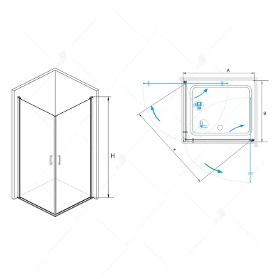 Душевой уголок RGW Leipzig LE-30 100x100 профиль Хром стекло прозрачное