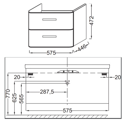 Тумба под раковину Jacob Delafon Replay 60 EB1045-G1C подвесная Белая глянцевая
