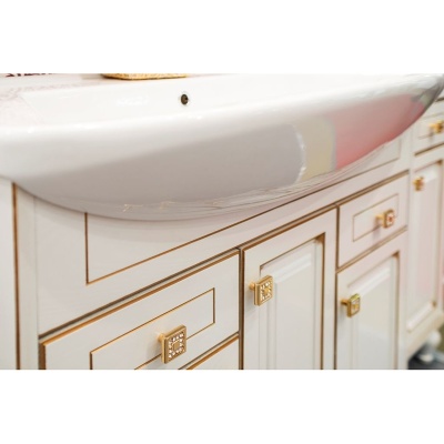 Тумба под раковину ASB-Woodline Верона 90 Белый с золотой патиной