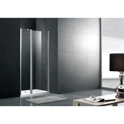 Душевая дверь в нишу Gemy New Rockcoco 100х190 латунный кронштейн профиль Хром стекло прозрачное