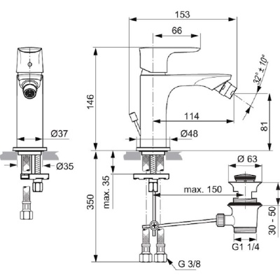 Смеситель для биде Ideal Standard Connect Air A7030AA Хром