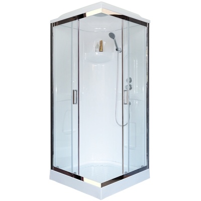 Душевая кабина Royal Bath HP 80х80 RB80HP1-T-CH стекло прозрачное задняя стенка Белая