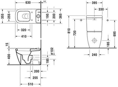 Унитаз компакт Duravit Happy D 2 2134090000 без бачка и крышки-сиденья