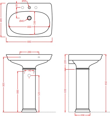 Раковина Artceram Civitas 68 CIL001 34 00 Серая