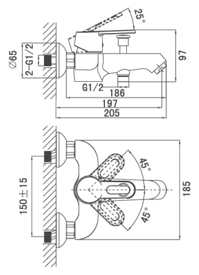 Смеситель для ванны D&K Bayern Hamburg DA1173201 Хром
