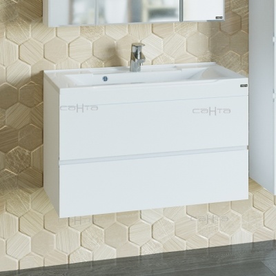 Тумба с раковиной СанТа Марс 80 700186е подвесная Белая