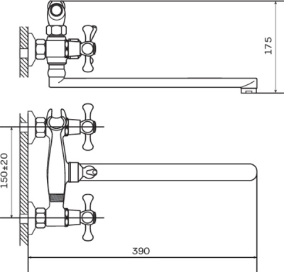 Смеситель для ванны Zerix D4Q 722 ZX0209 универсальный Хром