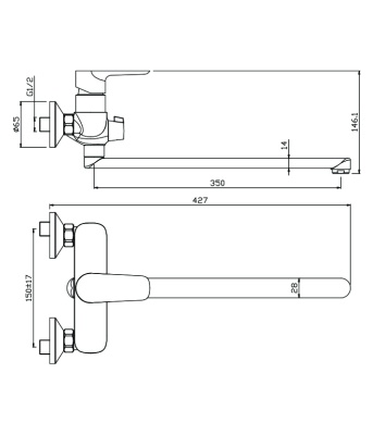Смеситель для ванны Olive's Barros 22221BR универсальный Хром