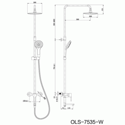 Душевая система Orans OLS-7535W Серебристый хром