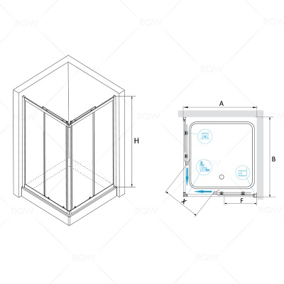 Душевой уголок RGW Classik CL-32 90x90 профиль Хром стекло прозрачное
