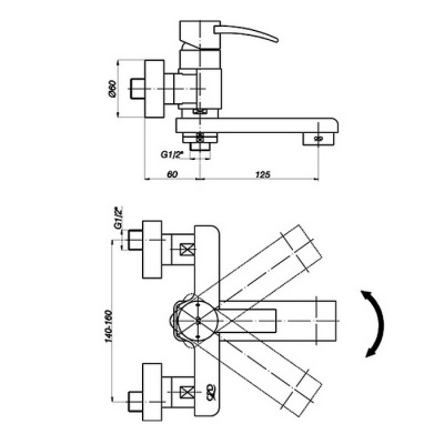 Смеситель для ванны GPD Aduro MBB95 Хром