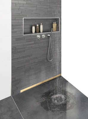 Душевой лоток Berges Wasserhaus Wall 600 092156 с решеткой Золото глянец