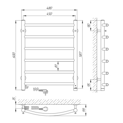 Электрический полотенцесушитель Laris Классик П6 60х45 L 73207276 Хром