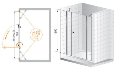 Душевая дверь в нишу Cezares TRIUMPH-D-B-13-30+60/40-C-Cr-L профиль Хром стекло прозрачное