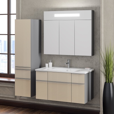 Шкаф пенал Opadiris Кристалл 30 L Z0000011071 подвесной Бежевый/Титан