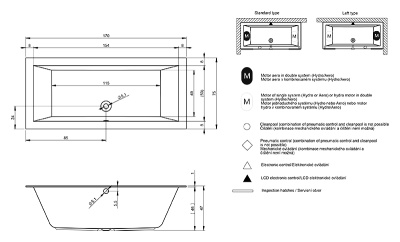 Акриловая ванна Riho Lugo 170x75 без гидромассажа