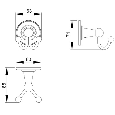 Двойной крючок Timo Nelson 160012/02 Бронза
