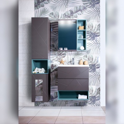 Тумба под раковину Бриклаер Кристалл 60 подвесная Ясень Анкор темный