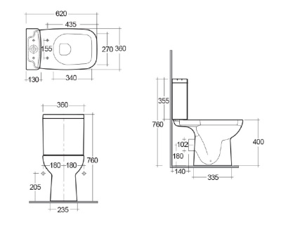 Унитаз компакт RAK Ceramics Origin ORG11AWHA/ORG10AWHA/YFG109C с бачком и сиденьем Микролифт