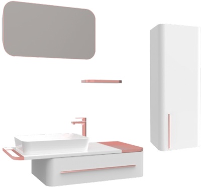 Тумба с раковиной Creavit Angel 120 AL0120.01.BBR+UL060 подвесная Белая Розовое золото