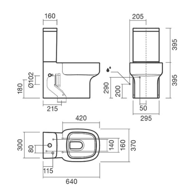 Унитаз компакт Sanitana Be You S10062423300000+S10062866600000+S80006462300000 с бачком и сиденьем