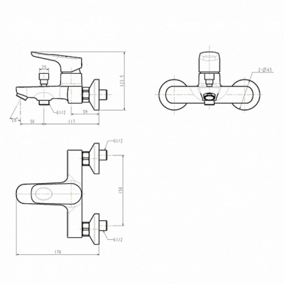 Смеситель для ванны Swedbe Ares 1930 Хром