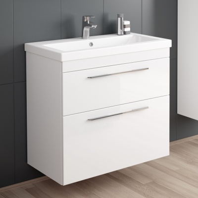 Тумба под раковину Diborg Katarine 80 77.4225 подвесная Белый глянец