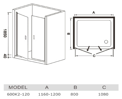 Душевая дверь в нишу WeltWasser WW600 K2 120 10000002736 профиль Хром стекло прозрачное