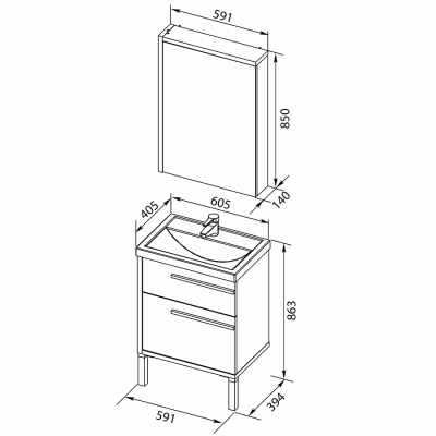 Комплект мебели для ванной Aquanet Фостер 60 209032 подвесной Белый Эвкалипт мистери