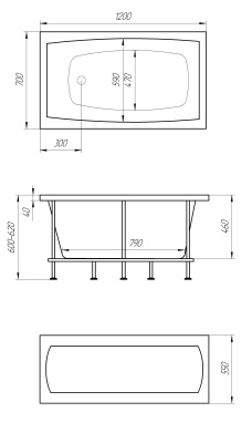 Акриловая ванна Marka One Viola 120х70 без гидромассажа