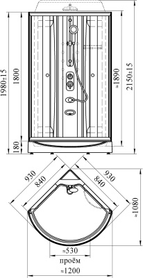 Душевая кабина Radomir Паола 1 93x93 1-05-1-0-0-0571 профиль Белый стекло матовое